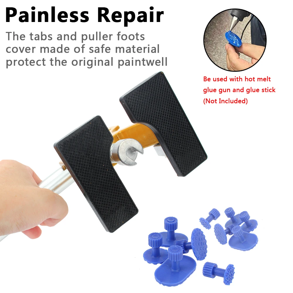 Car Dent Puller With 10pcs Pulling Tabs Sheet Set Hail Removal Repair Tools Auto Care Paintless Automotive Accessories Universal