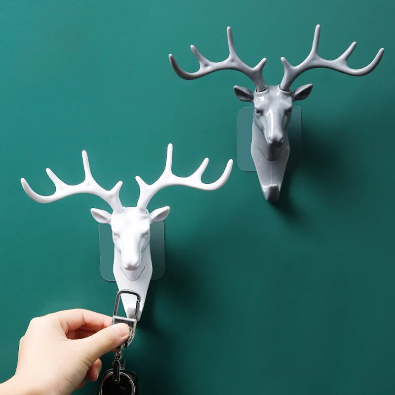 Vintage Deer Wall Hanging Hook Head Antlers for Hanging Clothes Hat Scarf Key Deer Horns Hanger Rack Wall Decoration Wholesale