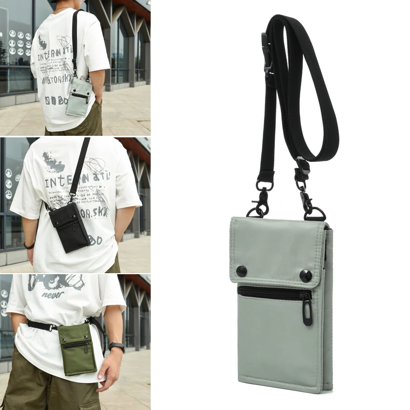 Fengdong men mini crossbody bag phone pouch small one shoulder mobile phone bag male ID credit card case boy gift money pocket