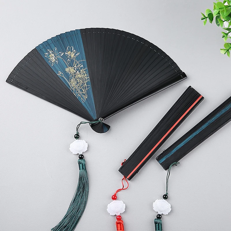 

Full Bamboo Folding Fan Chinese Ancient Style Ventilatore Hand Dancing Fan Delicate Hollowing Out Carving Portable Wedding Fan