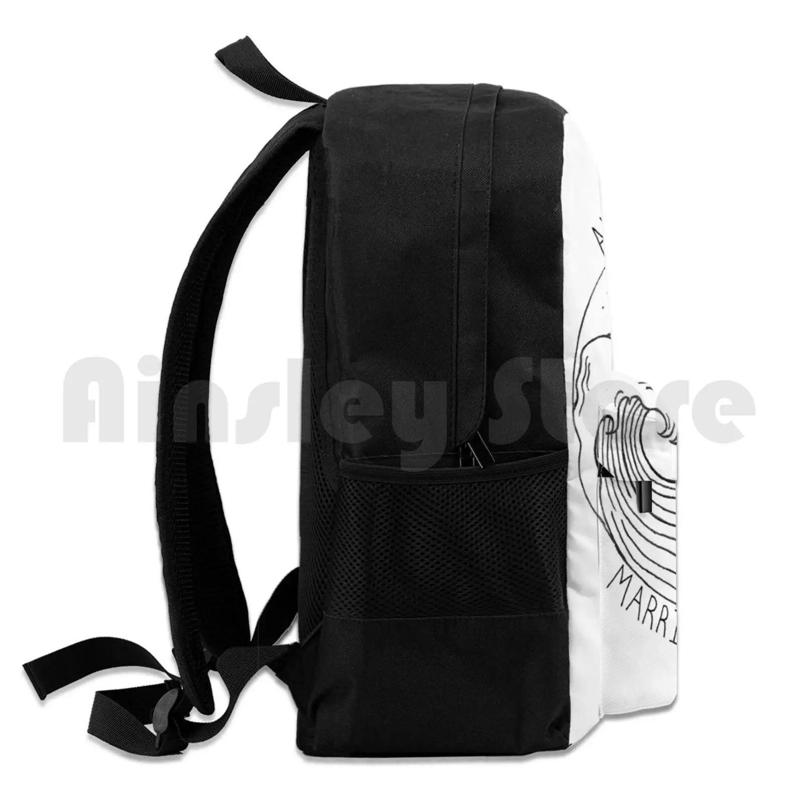 Mochila de senderismo al aire libre con diseño Mene, bolsa deportiva para montar y escalar, tatuaje de línea, tatuaje, blanco y negro, nuevo