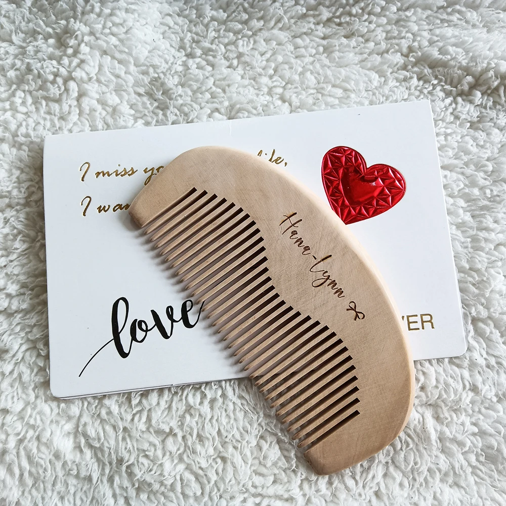 Personalized Wooden Hair Combs, Custom Name Engraved, Wooden Pocket Comb,Wedding Favors and Gifts, Wedding Souvenir, Length 11cm