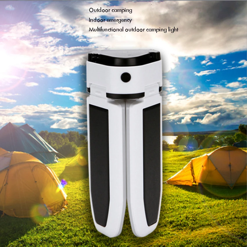 Linterna LED plegable para tienda de campaña, 5 modos de luz, impermeable, recargable, alimentada por carga USB y Panel Solar