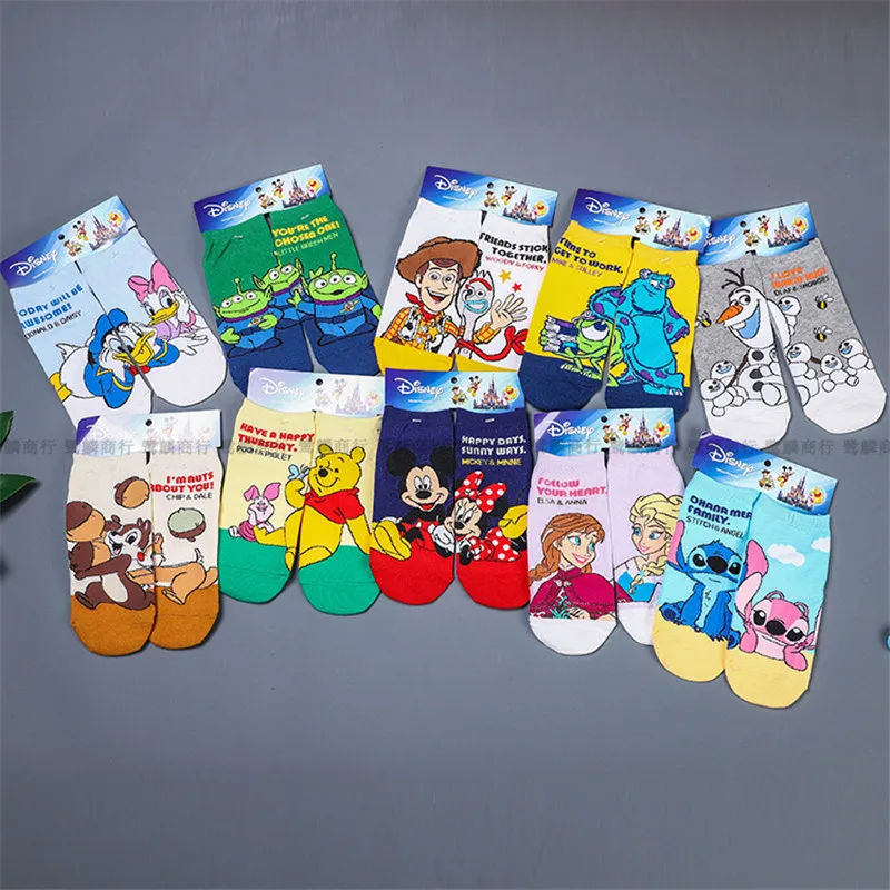 Anime Figure Disney Stitch Mickey Socks calzini corti da donna bambini ragazzi ragazze autunno inverno Cute Cartoon Cotton Print Socks