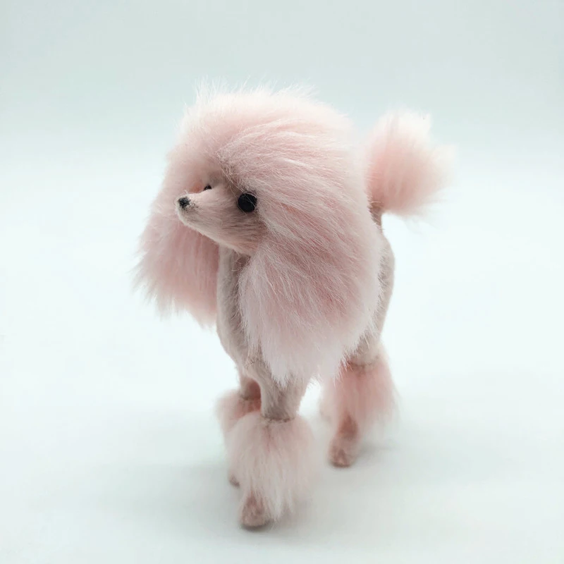 4 Inch Pink Poodle Figure Simulation Dog Plush Toys Gift Crafts  Home Decoration Living Room Decoration