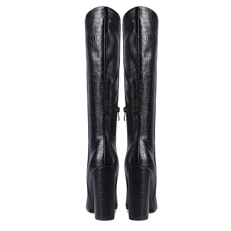 MORAZORA Plus size 34-43 New 2022 Women Boots Thick High Heels Winter Knee High Boots Female Pointed Toe Fashion Zipper Shoes