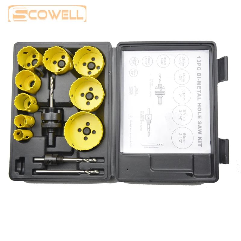 

Cutting Saw Bit Set Holesaw Blades Kit Cutter Metal 13pcs DIY Tools Drill Hss Bimetal Hole Saw Blade Crown Saw Core Drilling Bit