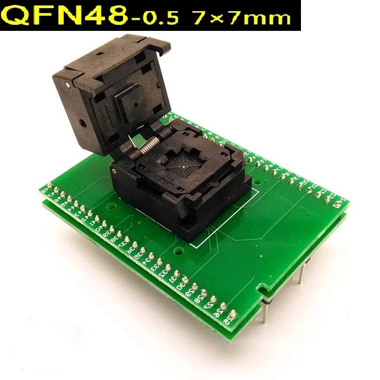 

QFN48 burning base 0.5 pitch 7*7 mm test base flip shrapnel burning base programming base pin pitch 0.5mm.