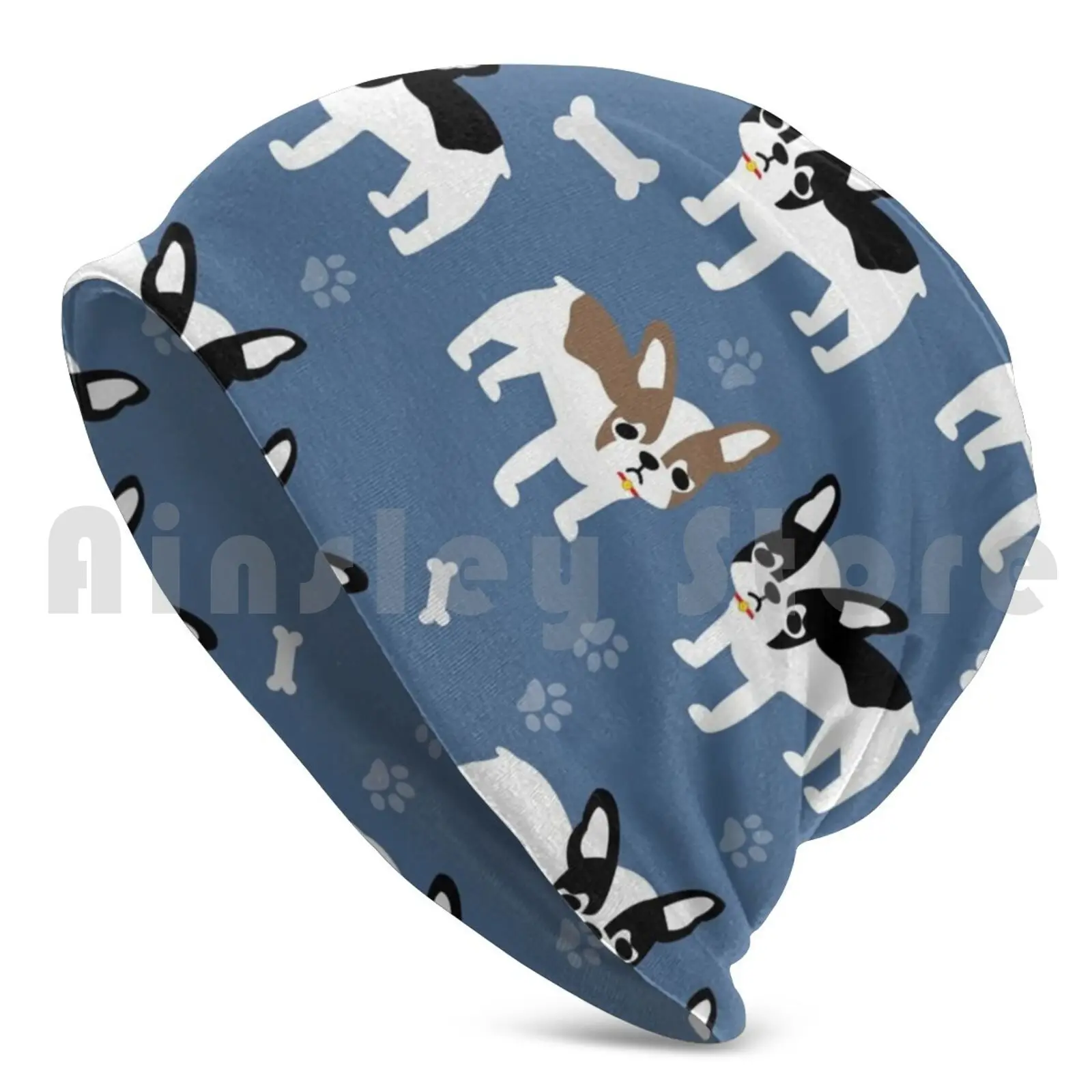 French Bulldogs On Brittany Blue Background Beanies Knit Hat 3103 Beanies Print French Bulldog Bulldog Canine Puppy