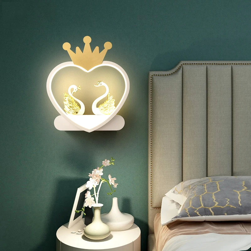 

Gold Painted Modern LED Wall Lamps For Kids Bedroom Wedding Room Wall Sconce Girls Boys Room Cartoon Wall Lamps Indoor Fixtures