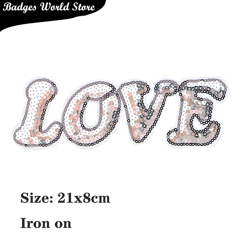 Cartoon Decorative Shiny Love Sequin icon Embroidered Applique Patches For Stickers DIY Iron on Badges on the backpack