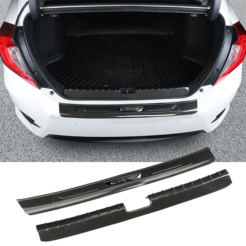 

Car Styling Fit For Honda 10th Gen Civic sedan 2016-2020 Stainless Carbon fiber pattern Car Trunk Sill Pedal Plate Trim Cover