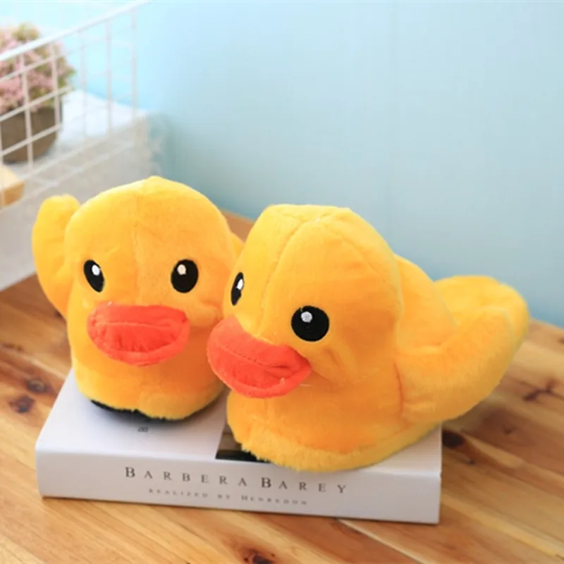 Duck Cute Animal Winter Slippers Custom Slippers Special Fur Slippers  Funny Shoes Men Women Home House Slippers Children Indoor