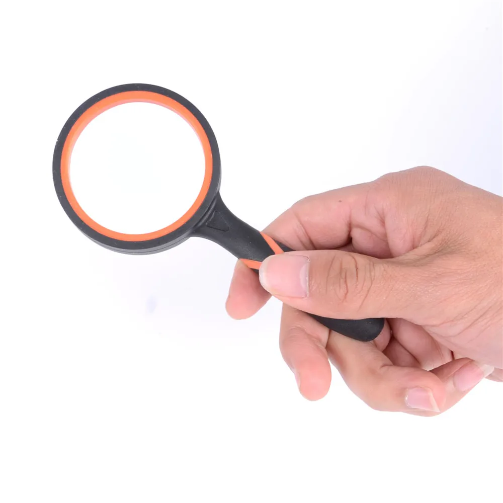 10X Reading Handheld Magnifier High Power Double Color 50mm Glass Lenses Rubber Magnifying Glass Repair Tool