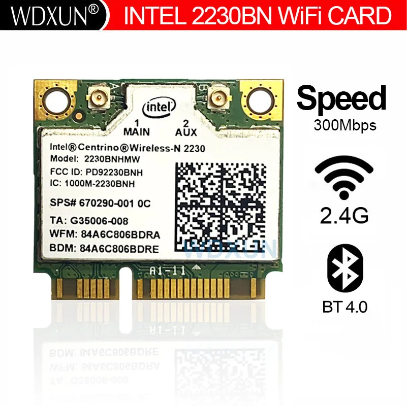 Intel Centr37Wireless-N2230 2230Bouches 2230 2230BNHMW 2230N Demi Mini Pci-e 300Mbps + BluetUnvétérans wn 4.0 Sans Fil Wlan Carte Wifi