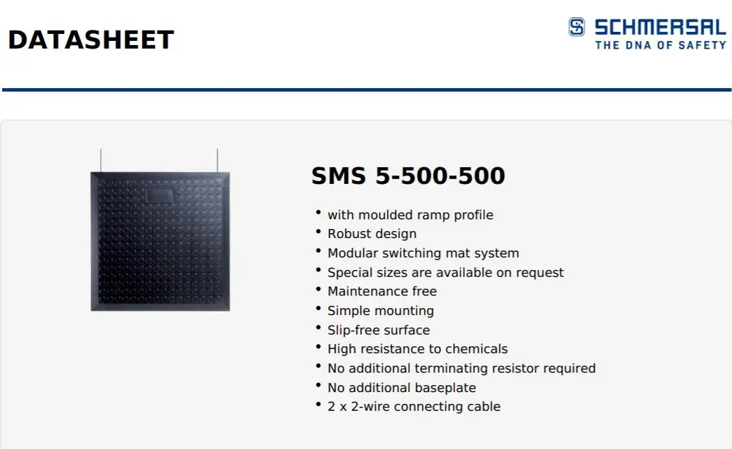 Safety-related tactile sensor  SMS 5  SMS 5-500-500