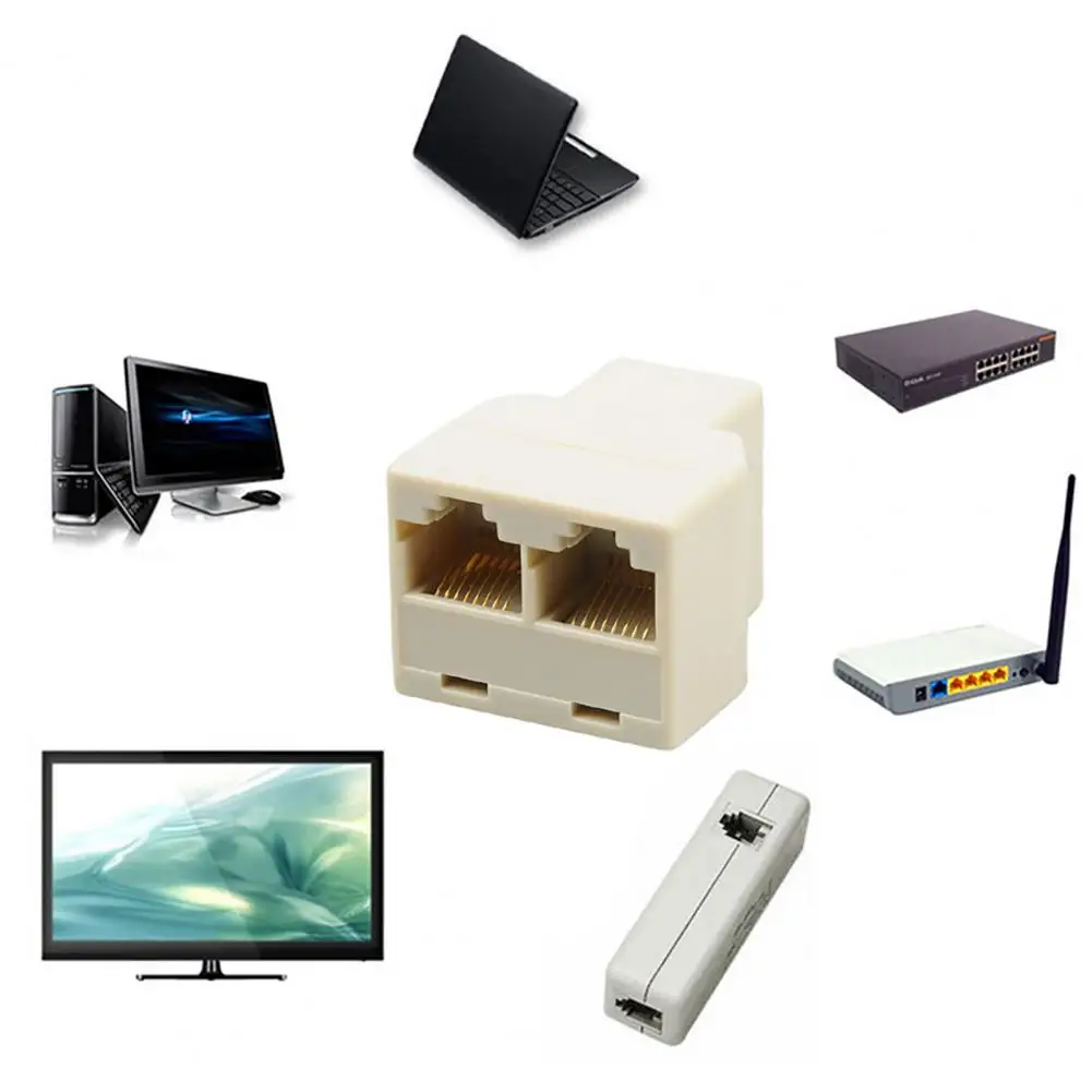 Mais novo RJ-45 divisor conector adatper ethernet adaptador de rede rj45 divisor cabo cat5 cat6 lan 8p8c plugue modular para portátil