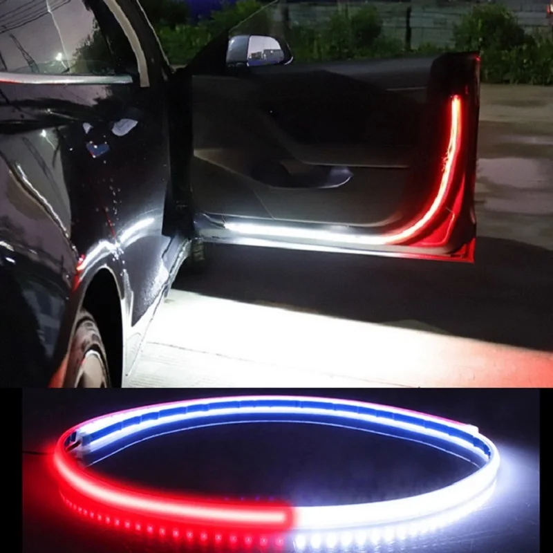 2pcs LED Car Door Opening Warning Atmosphere Light Strip 120cm Decoration Welcome Decor Ambient Lamp Safety Auto Accessories 12v