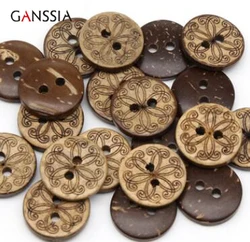 50pcs/lot Round Natural Coconut 2 holes Buttons Unique Design Wooden Button Accssories Sewing Button (ss-904)