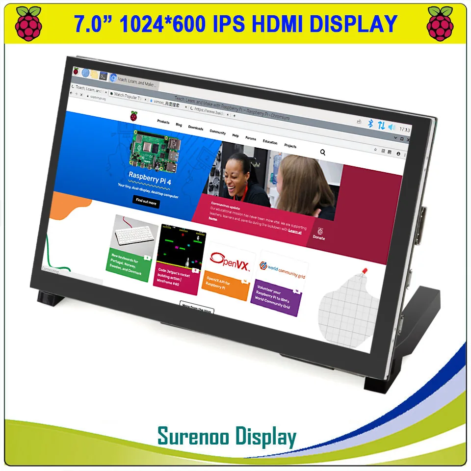 7.0" inch 1024*600 HDMI-Compatible IPS TFT LCD Module Display Monitor Screen USB Capacitive Touch Panel Audio Brightness
