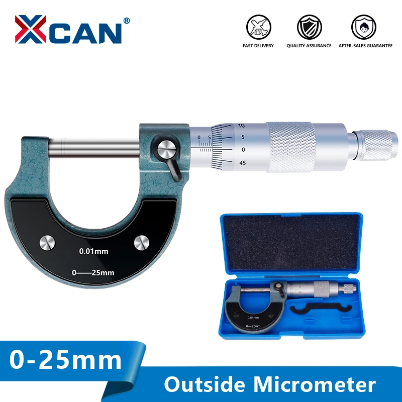 XCAN Caliper 0-25mm 0.01mm Outerside Micrometer Measure Precision Gauge Metal Caliper Measuring Tools