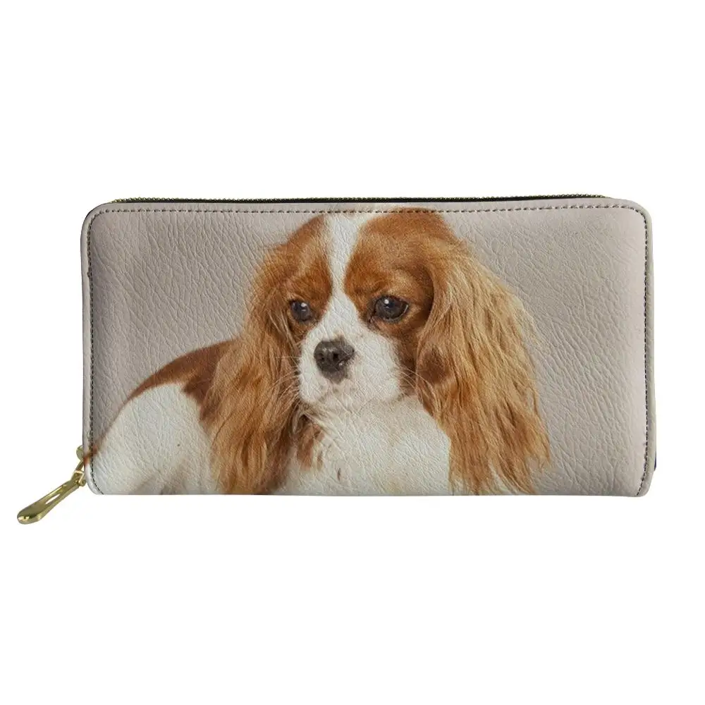 Leather Wallet Women Luxury PU Purse Cavalier King Charles Spaniel 3D Print Waterproof Phone Bags for Ladies Travel