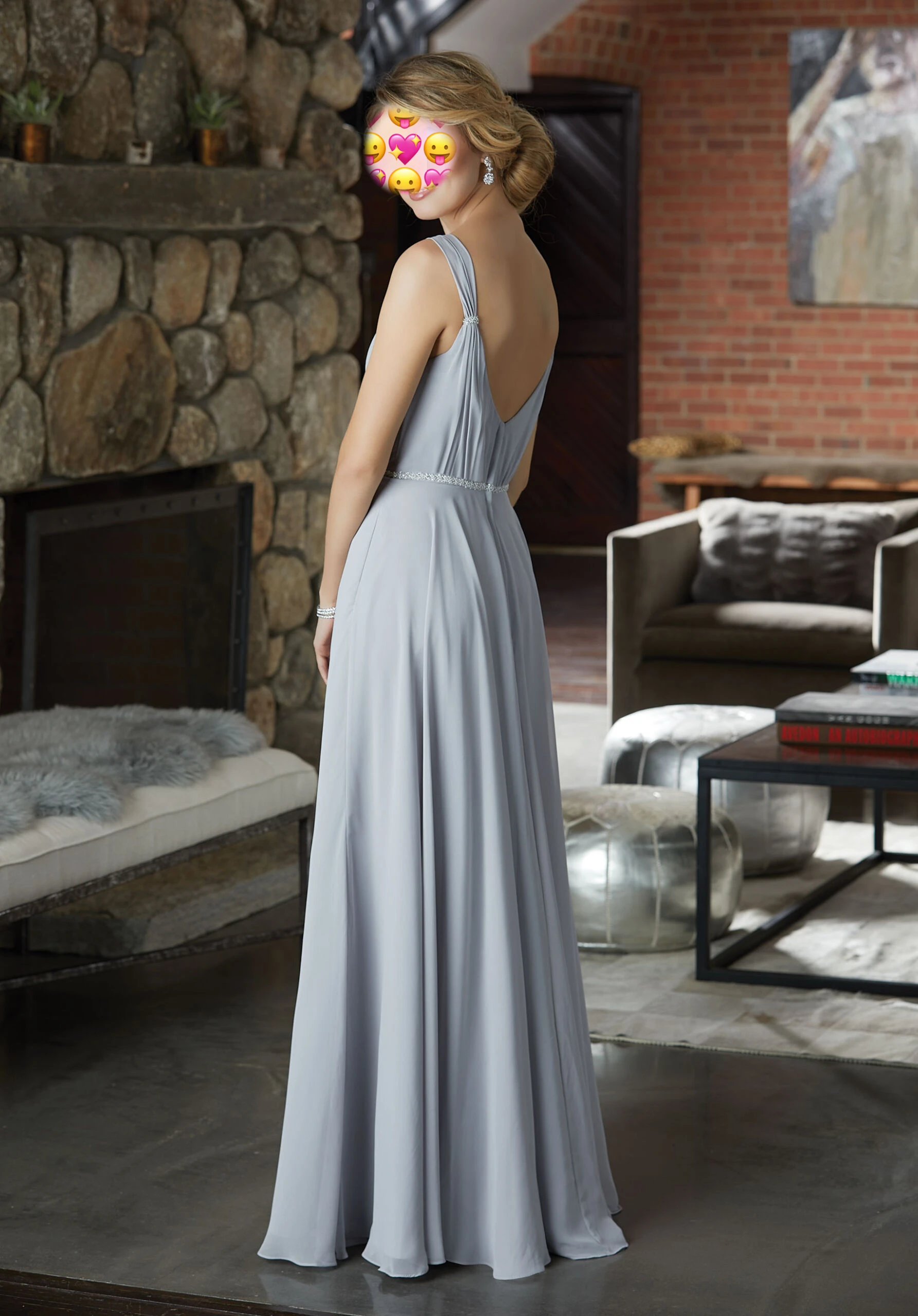 Gray Bridesmaid Dresses 2020 V Neck Beading Chiffon Prom Party Gowns Wedding Guest Maid Of Honor Dress Beach Style Low Back