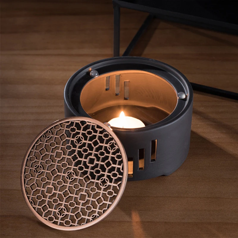 1PC Ceramic Candle Stand Tea Heater Tea Stove Milk Warmer Candle Holder with Mat Without Candle for Home Cafe Kitchen Tools