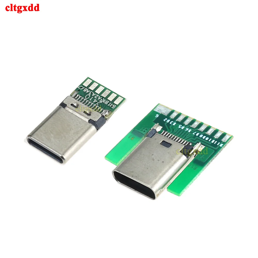 CLTGXXD 1 Piece USB 3.1 Type C Male Plug Female Socket 24-Pin Connector with PCB Board Test Module SMT Type