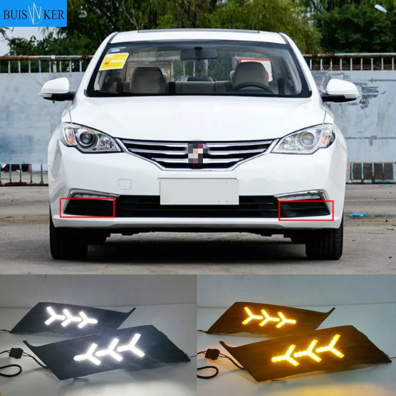 

For Roewe 360 2015-2017 Daytime running lights LED DRL Fog lamp driving lights with Yellow Turn Signal Function