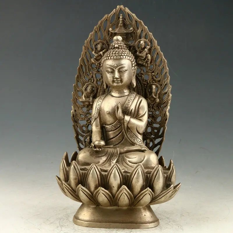 

Chinese Collectible Silvering Copper Hand Carved Buddha Statue