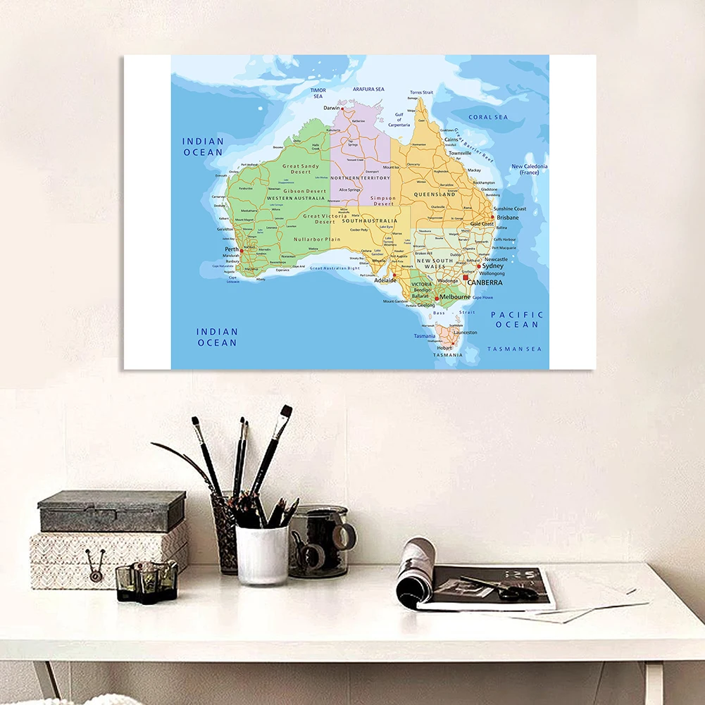 150*100cm Political and Traffic Route Map of The Australia Wall Poster Non-woven Canvas Painting Home Decoration School Supplies