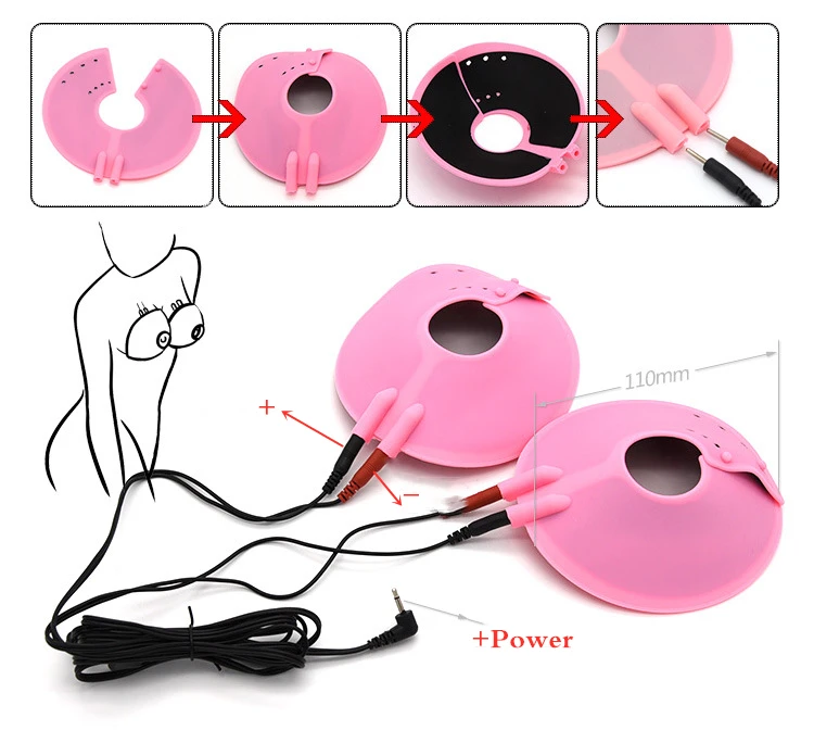 BDSM Bondage Electric Shock Nipple Sucker Clamp Electro Stim Sex Nipple Paste Pads Breast Stimulate Massage Pads Woman Sex Toys