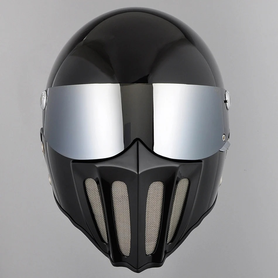 Thompson motocykl kask fullface obiektywu osłona twarzy dla TT CO TT02 /TT04/TTRT/MJET czarny czyste srebro w celu uzyskania daszek