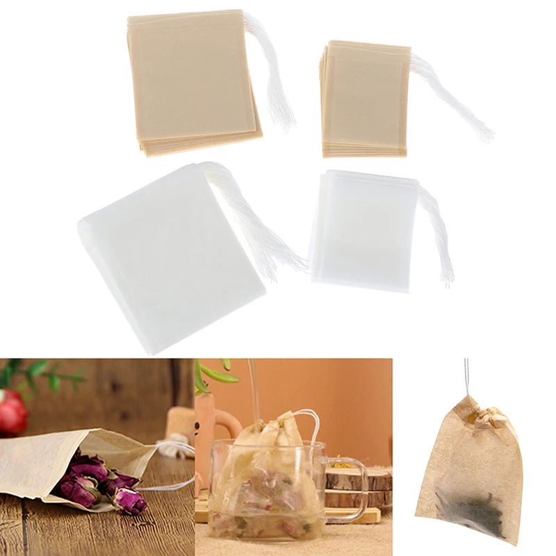 100Pcs/Lot Paper Tea Bags Filter Empty Drawstring Teabags for Herb Loose Tea