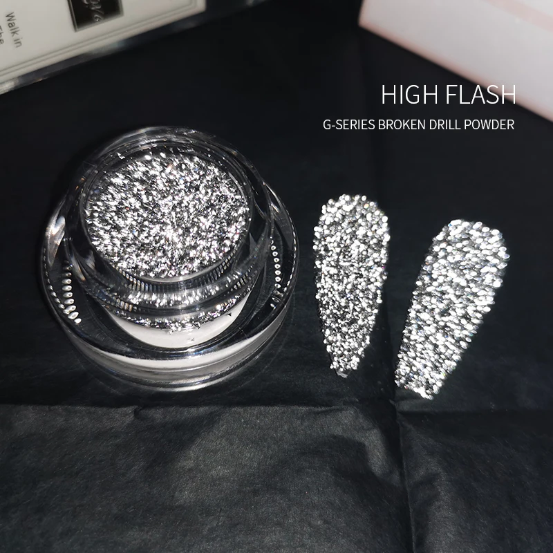 Reflective Glitter Powder Sparkle Silver  Glitter Pigment Dip Chrome Dust Sequins Nail Art Manicure UV Gel Decoration