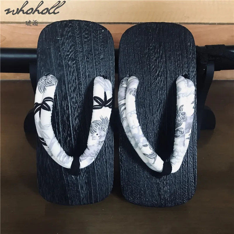 WHOHOLL Geta-Chanclas de verano para hombre y mujer, zuecos para parejas, zapatillas japonesas de madera para interiores, zapatos de disfraces