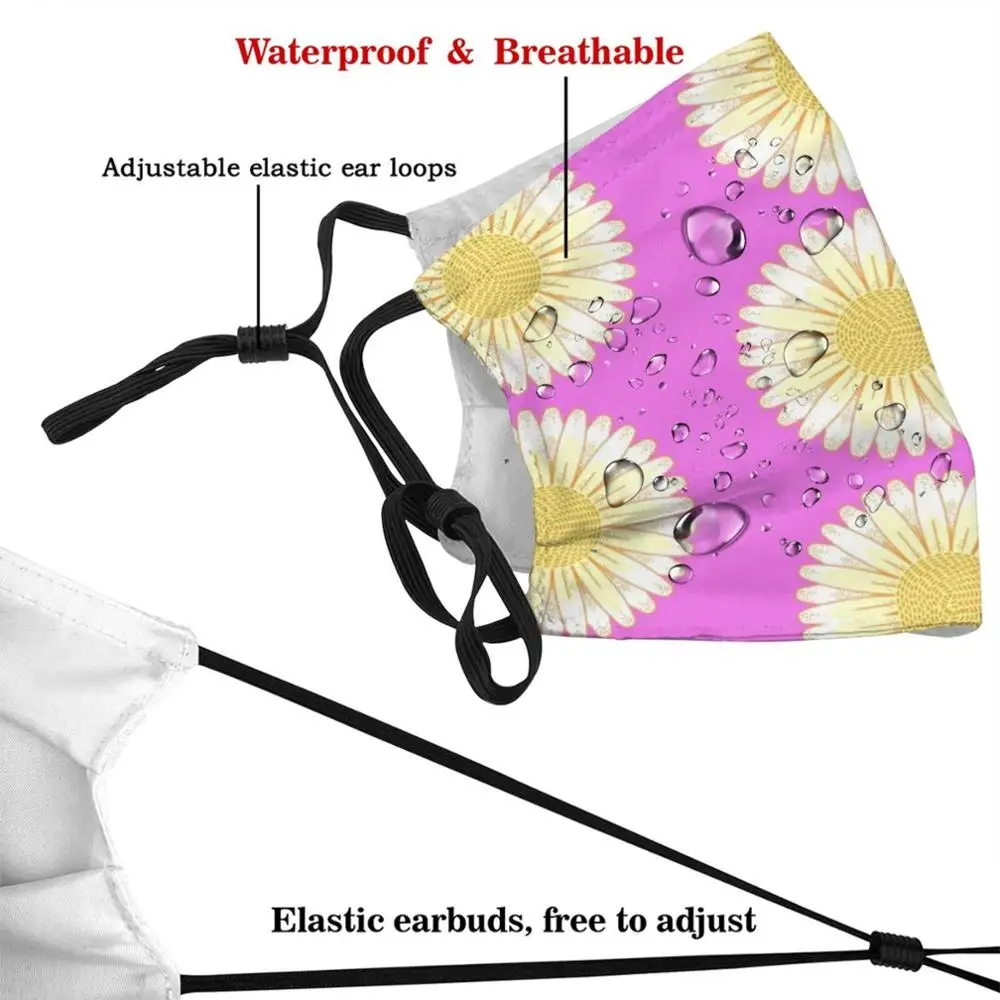 맞춤형 국화 패턴 세척 가능 필터 Pm2.5, 성인, 키즈 마스크, 국화, 엄마, 노란색 국화 꽃, 자연