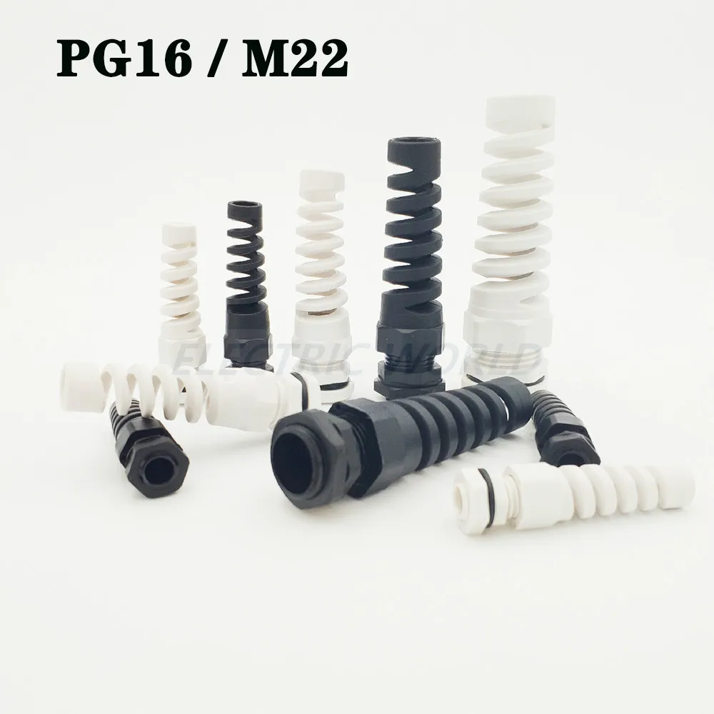 

50pcs Nylon Cable glands PG16 waterproof cable connectors thread gland rubber wiring conduit Anti-bending plastic cable sleev