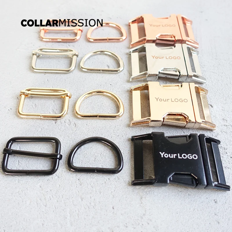 100pcs/lot We provide laser engraving service LOGO manufacturer plated metal buckle diy 30mm dog collar parts 4 colours