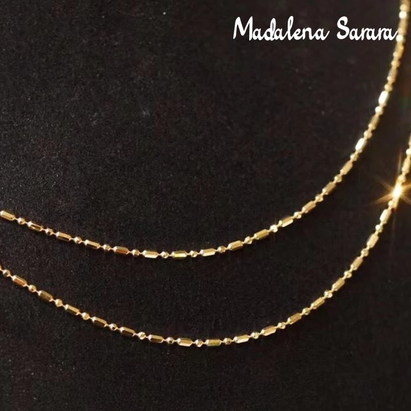 MADALENA SARARA Pure 18k Gold Chain Necklace Au750 Gold Simple Bamboo Style Women Necklace 2g