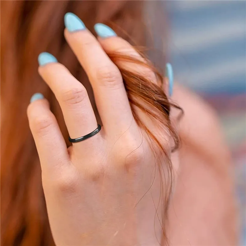 TIGRADE 4/6/8/mm Schwarzer Wolframkarbid-Ring für Männer, Gebürstete Silberfarbe, Ehering, Verlobungsringe für Frauen, Herrenschmuck – Detail 7