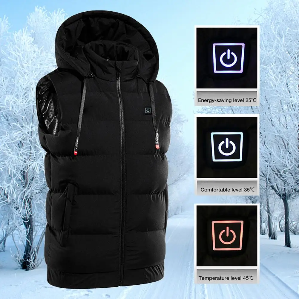 Winter Electric Heated Vest Outdoor USB Charging Warm Heated Jackets 3 Level Temperature Control 9 Zone Heated Vest Body Warmer