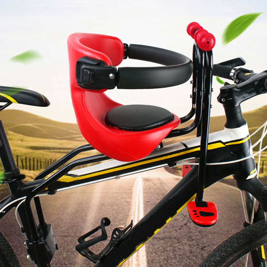 Kids Baby Seat Chair Child Front Mount Seat Safety Carrier w/ Guardrail Foot Pedal for Road Bike Folding