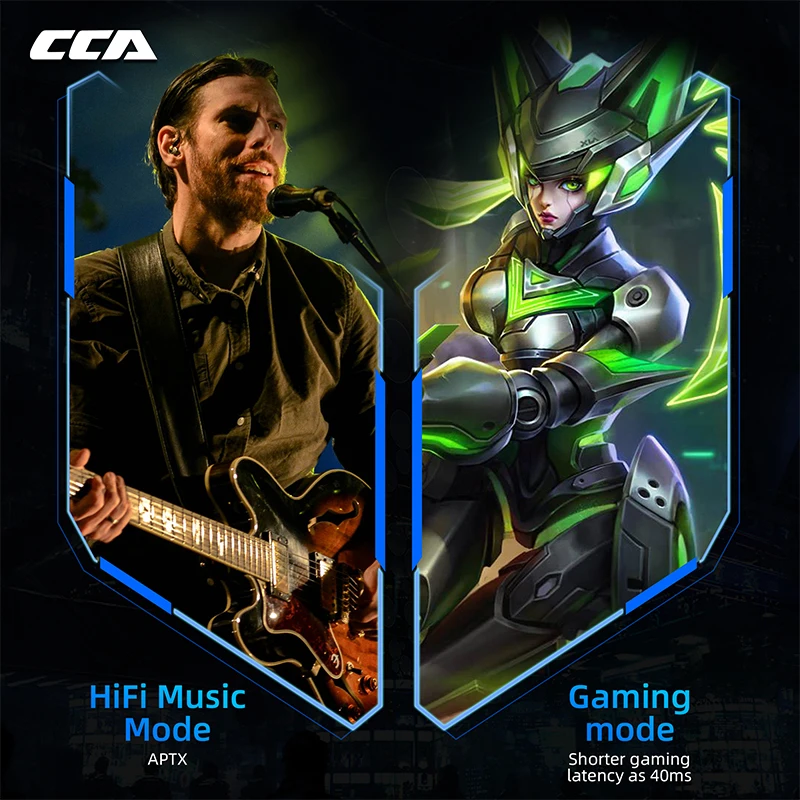 CCA BTX بلوتوث متوافق 5.2 صحيح سماعات لاسلكية الأذن هوك واقي أذن رياضي سماعة 2 طرق HiFi لعبة سماعات لاسلكية