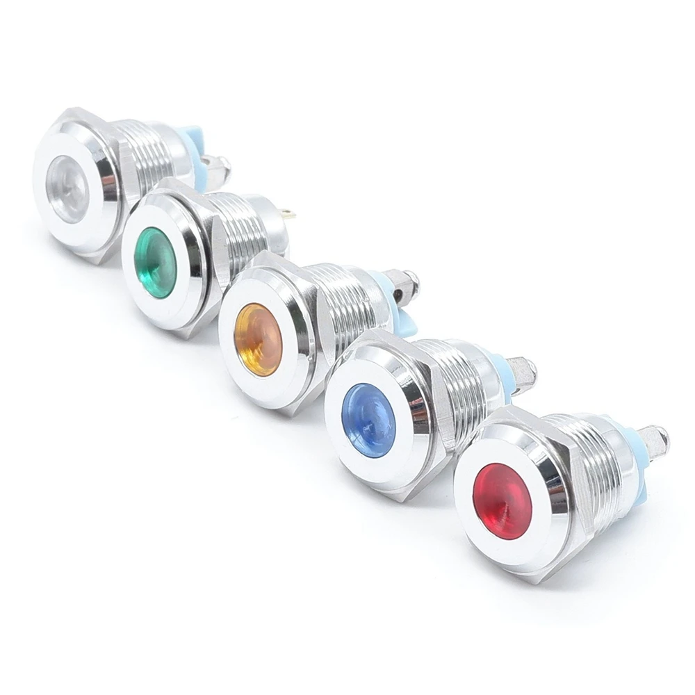 16mm LED Metal Indicator Lights Round LED Flat Head Signal Pilot Lamp Screw Terminal 12V 24V 220v Machine Indicator Light
