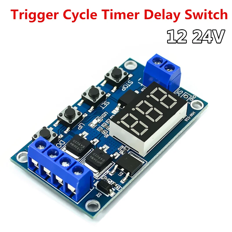 DC 12V 24V Dual MOS LED Digital Time Delay Relay Trigger Cycle Timer Delay Switch Circuit Board Timing Control Module DIY