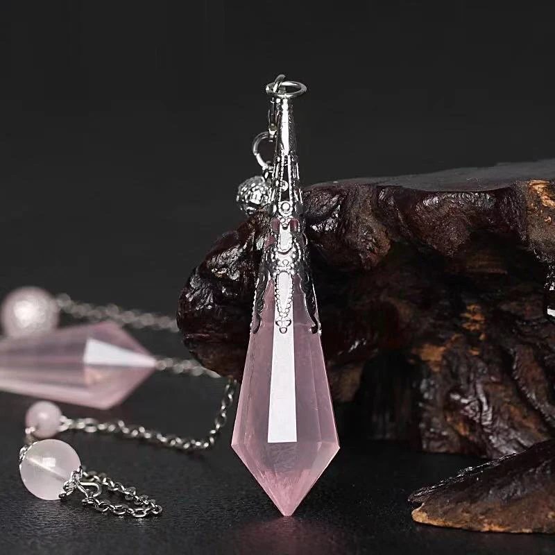 

quartz crystal pendulum chakra stones reiki pendant healing chakra pendulum natural gemstones 1PC