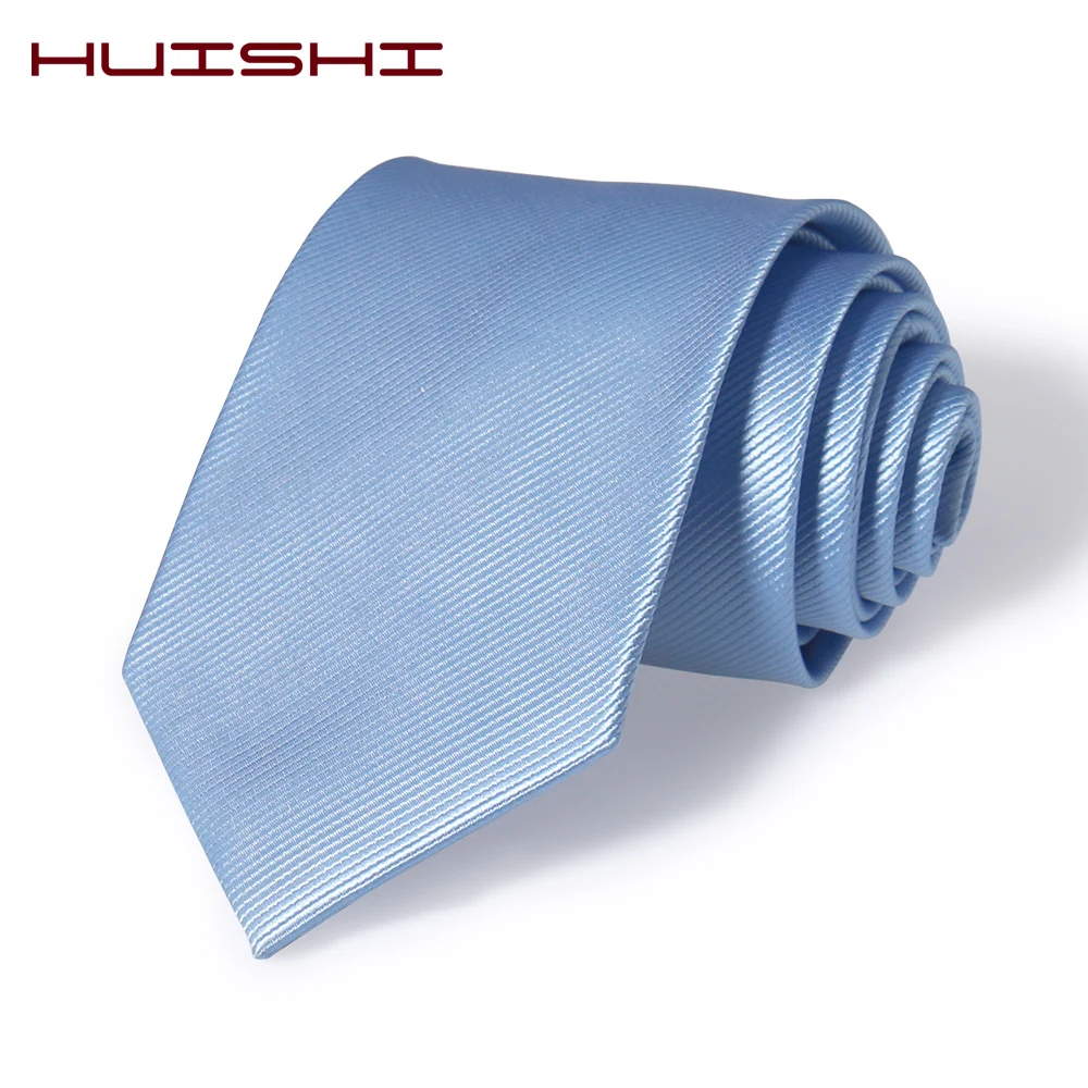 Huishi gravata azul para homens, gravata fina, de poliéster, à prova d'água, estreita, 6cm de largura e 8cm, gravatas azul céu, presente