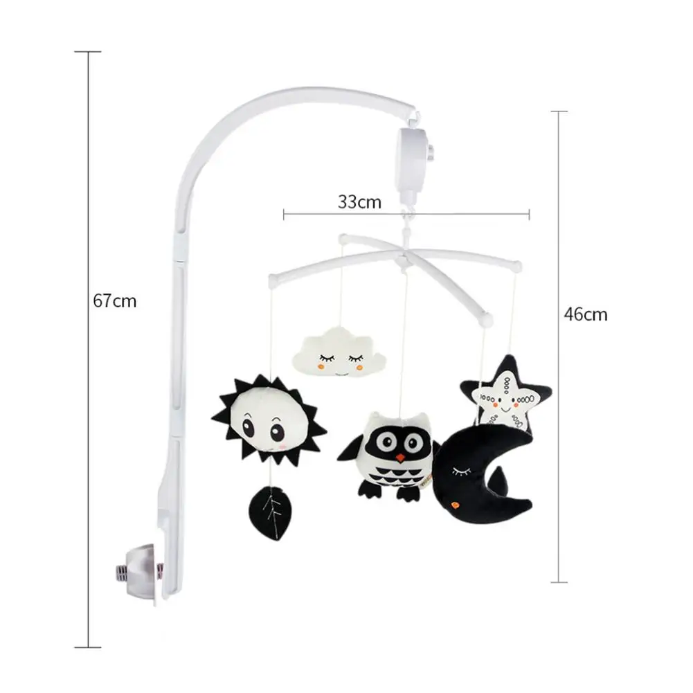 Infant Black And White Bed Bell Early Teaching Animal Music Rotating Electric Detachable Hanging Toy